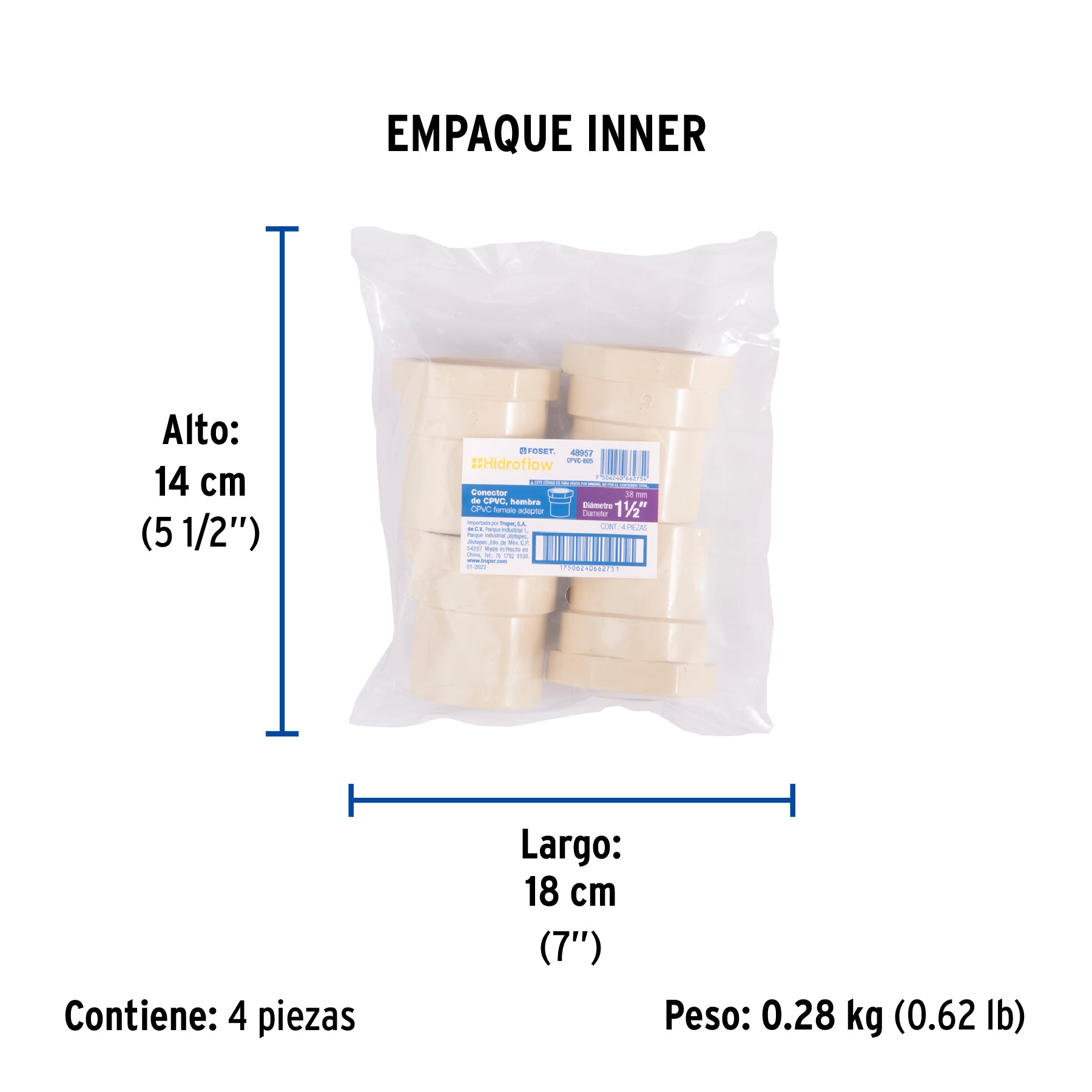 Conector hembra CPVC 1-1/2"