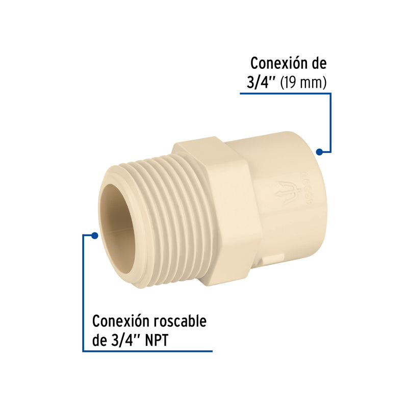 Conector macho de CPVC 3/4"