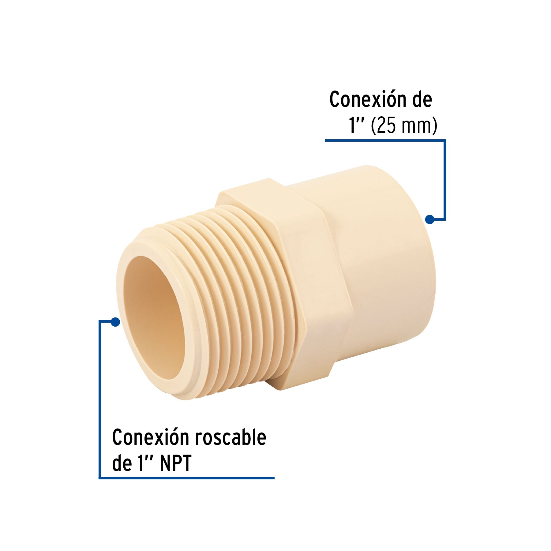 Conector macho de CPVC 1"