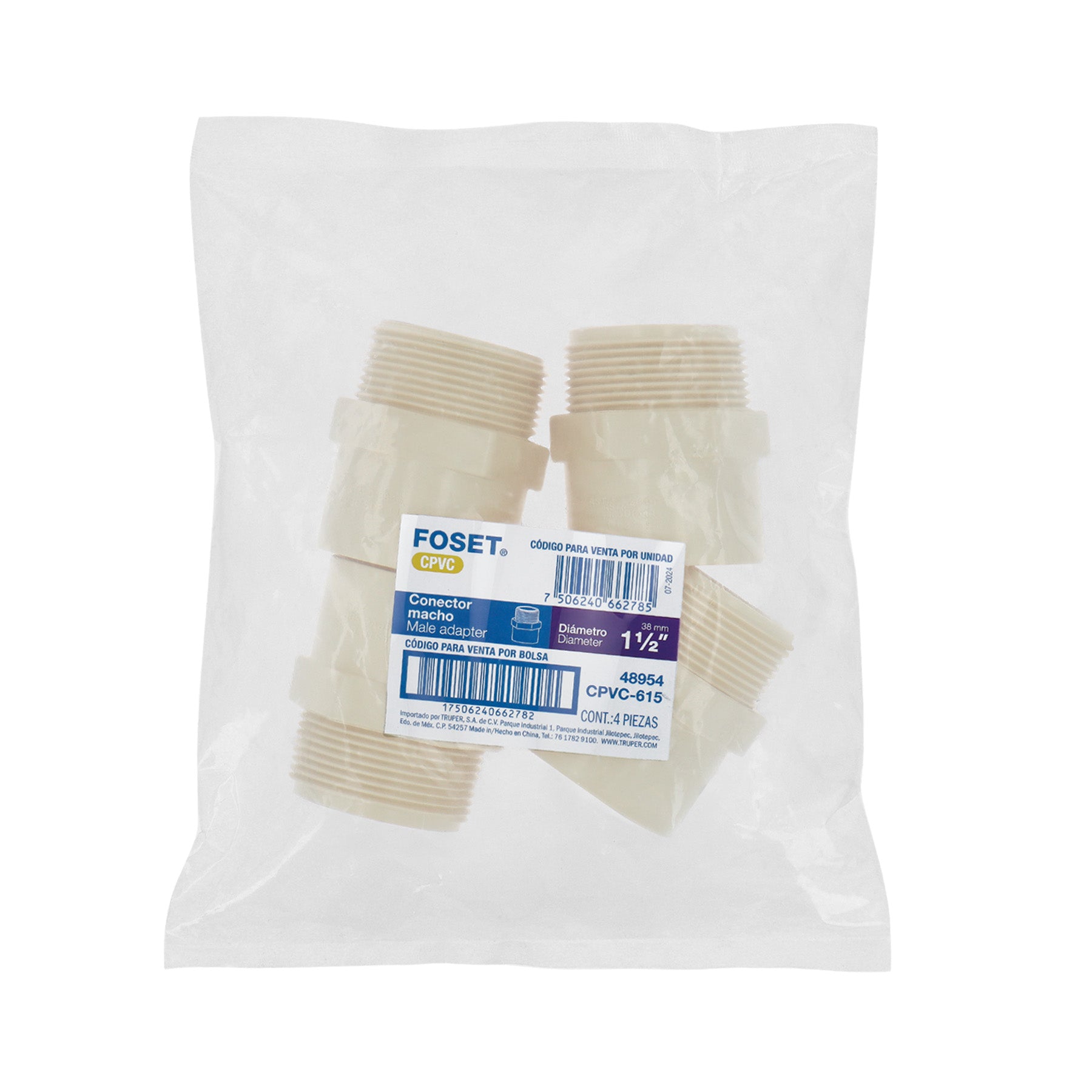 Conector macho CPVC 1-1/2"