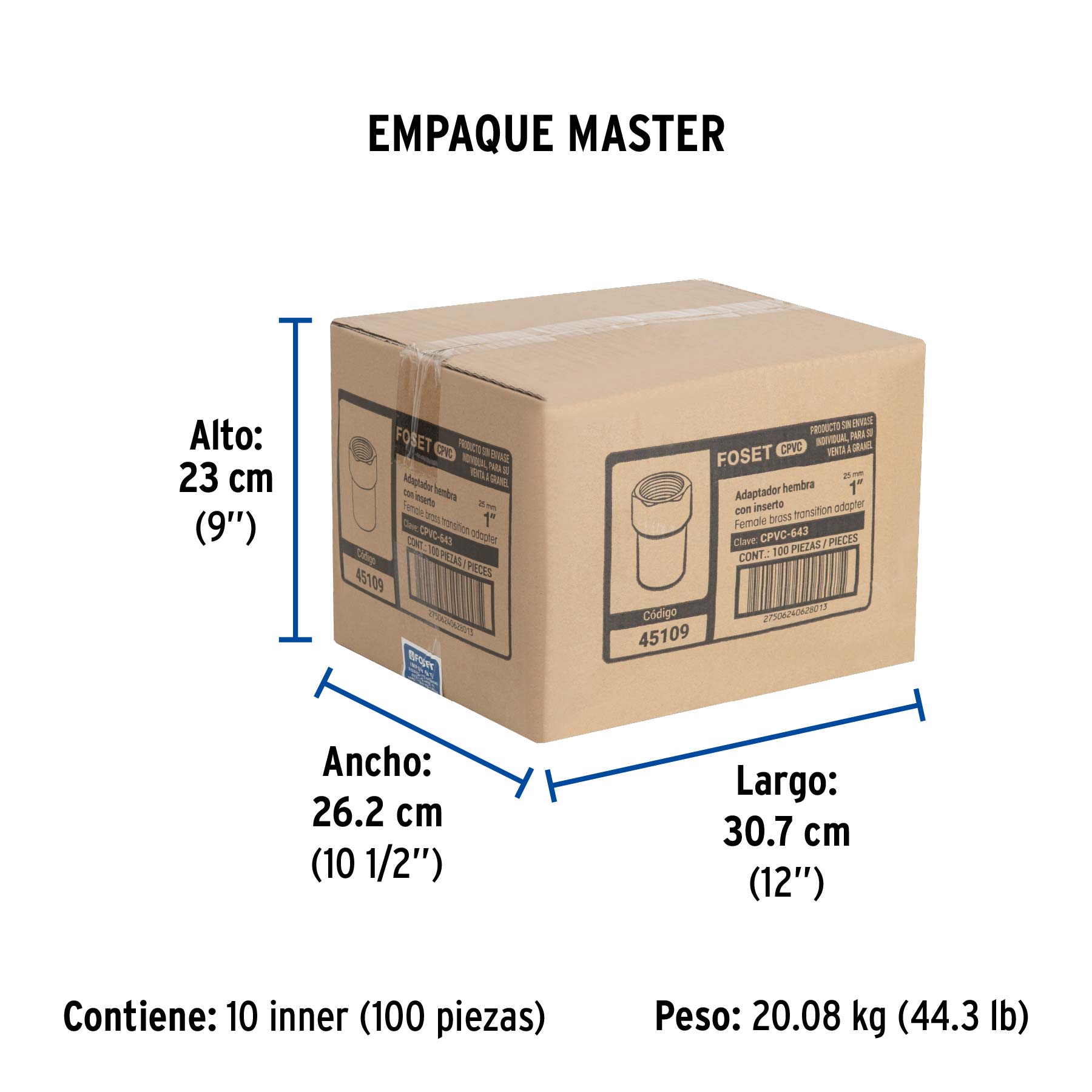 Adaptador  hembra de CPVC con inserto metálico 1"