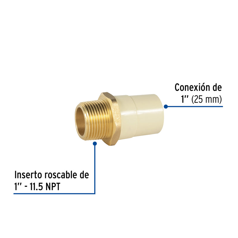 Adaptador  macho de CPVC con inserto metálico 1"