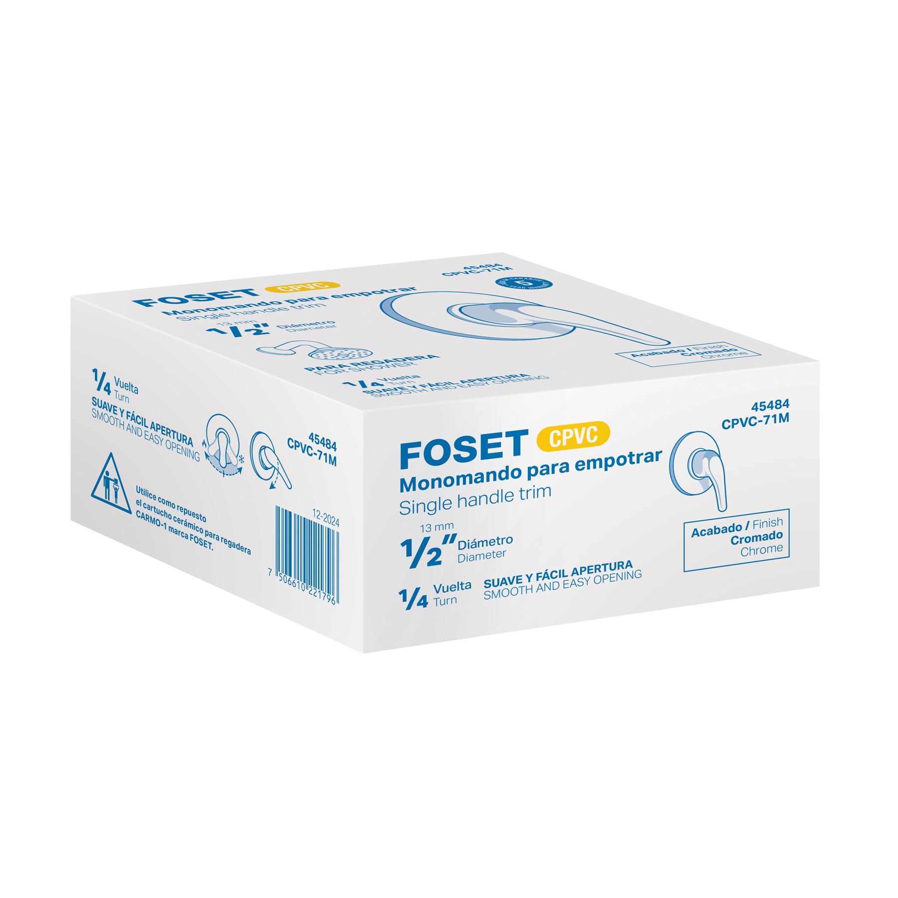 Monomando de empotrar para regadera CPVC 1/2', FOSET