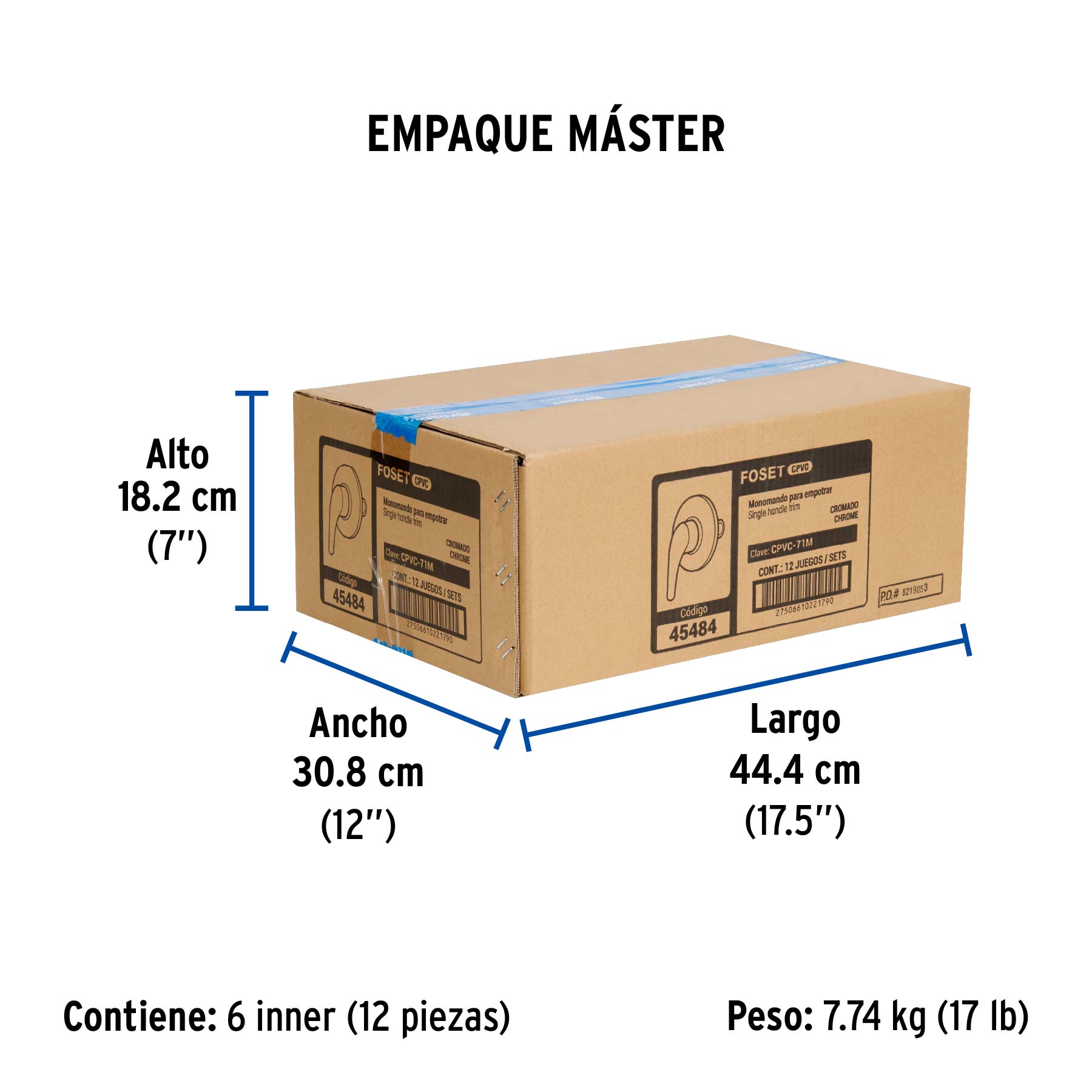 Monomando de empotrar para regadera CPVC 1/2', FOSET