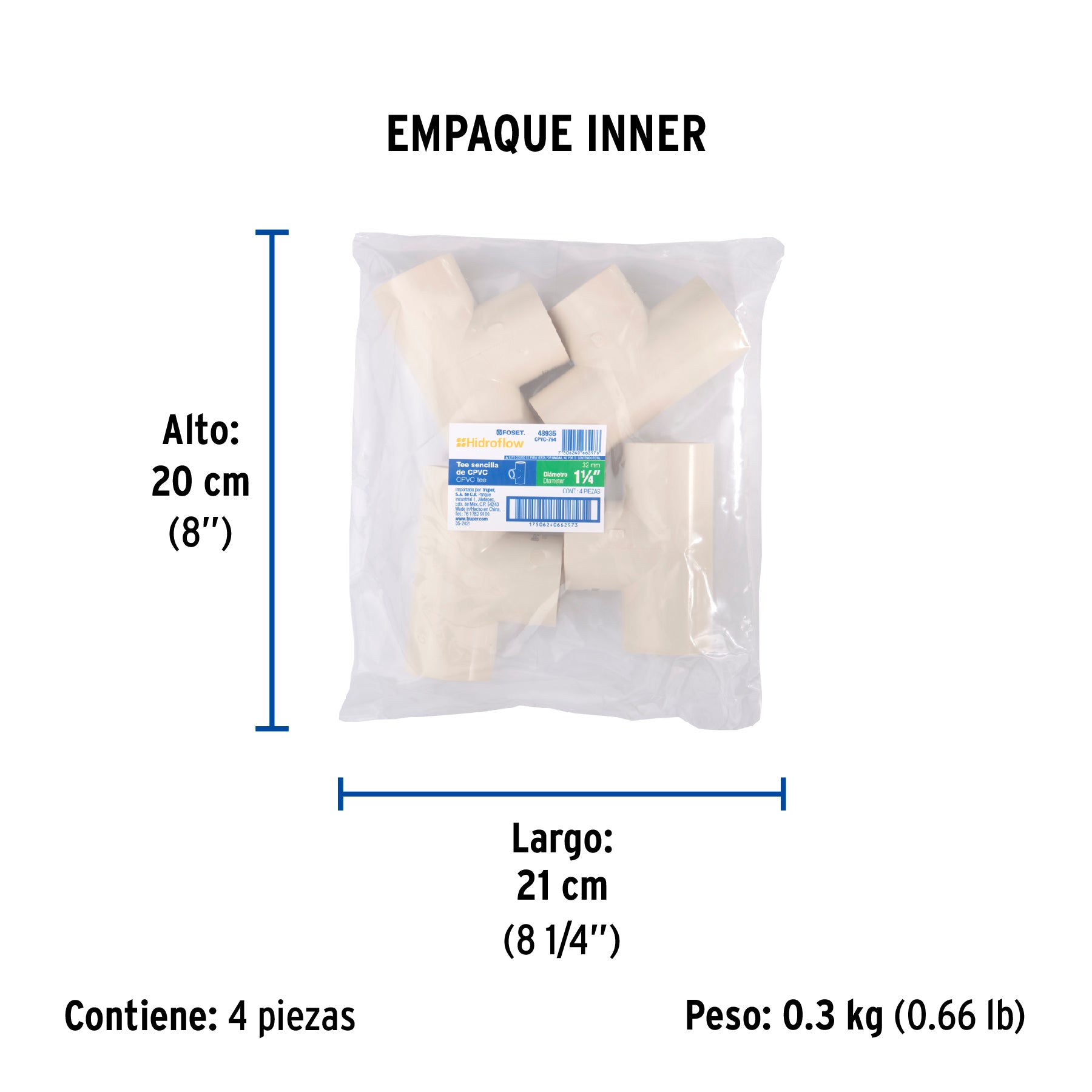 Tee sencilla CPVC 1-1/4"