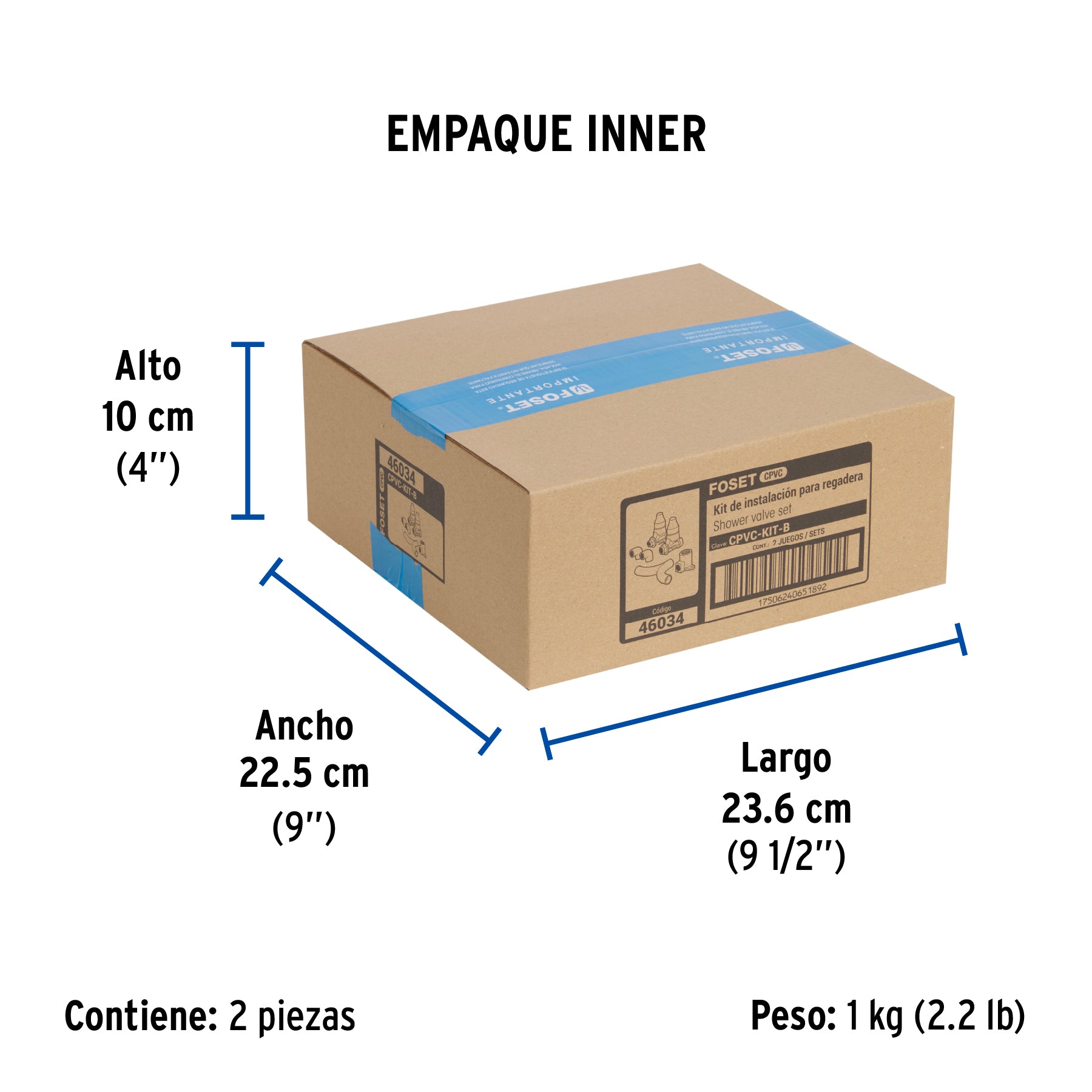 KIT conexiones CPVC para instalación regadera, sin manerales