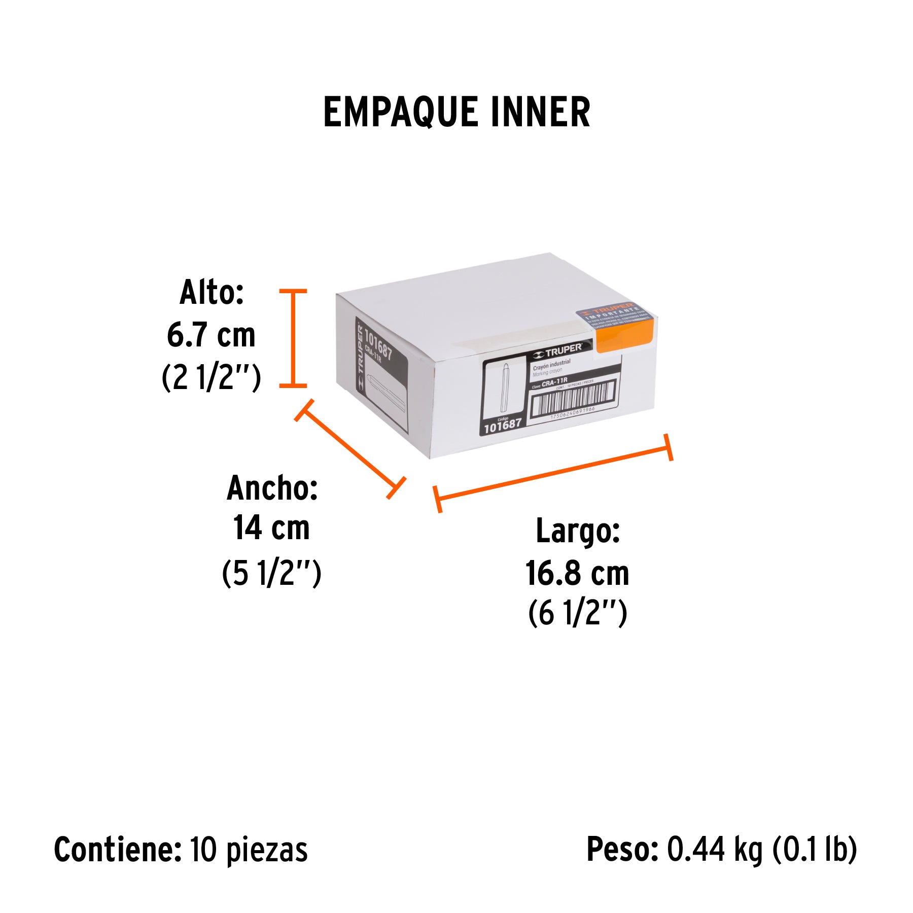 Crayón industrial rojo, 12 cm
