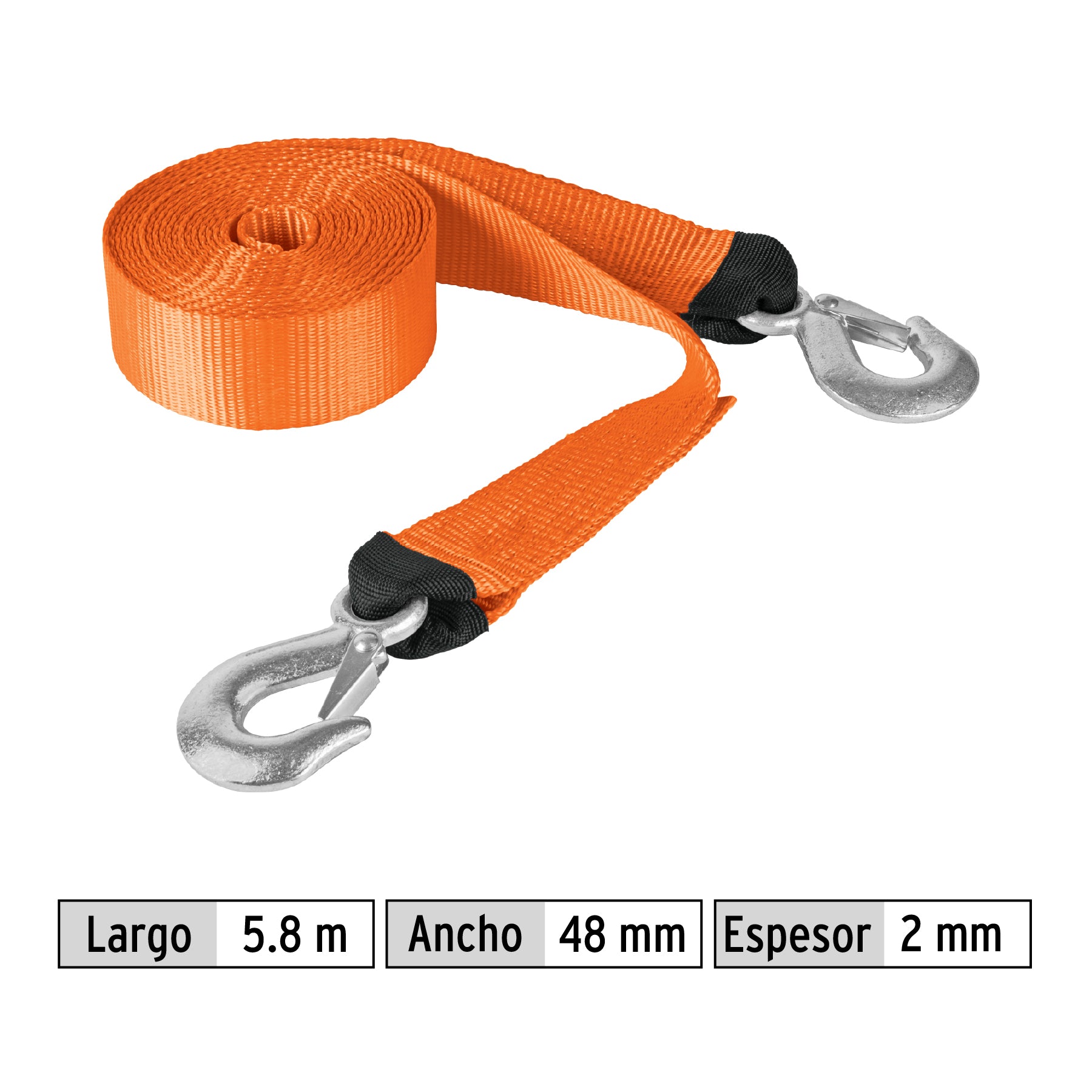 Correa para remolque con ganchos, 2" x 5.8m