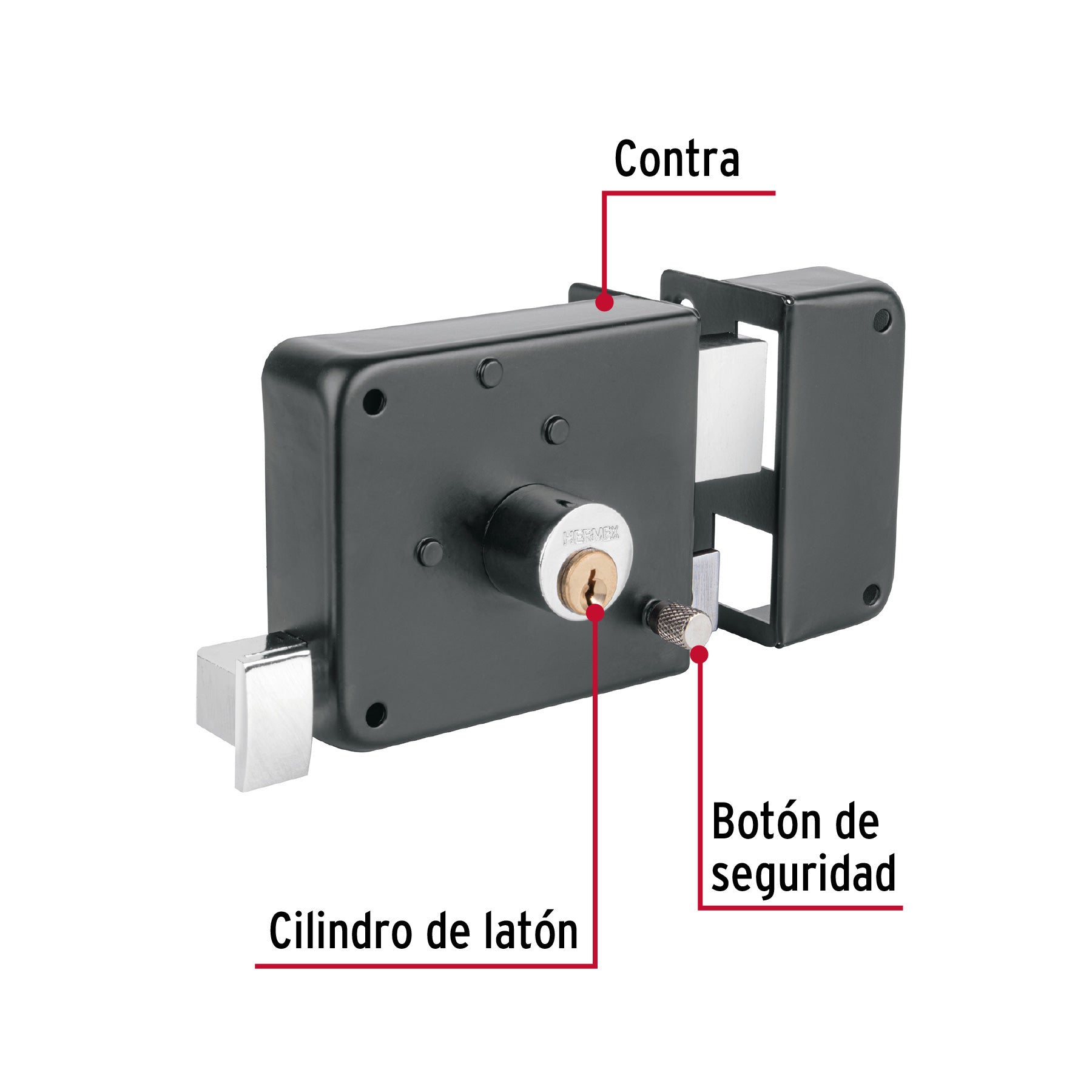 Cerradura sobreponer der instala-fácil, tradicional, negro