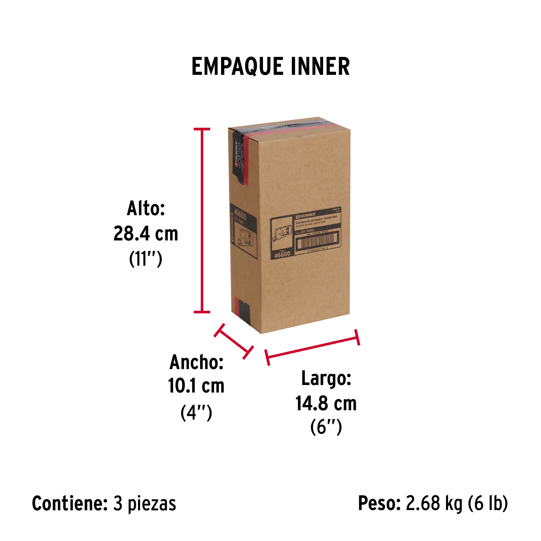 Cerradura sobreponer der instalafácil,llave puntos, caja