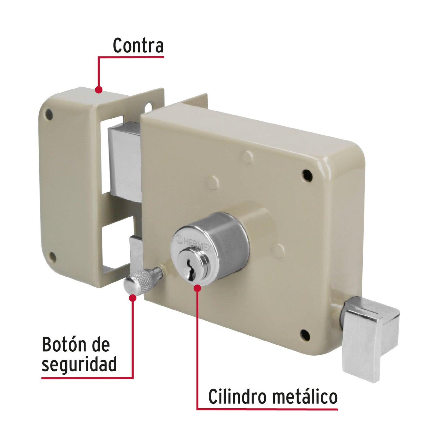 Cerradura sobreponer, instala-fácil, izquierda, Hermex Basic