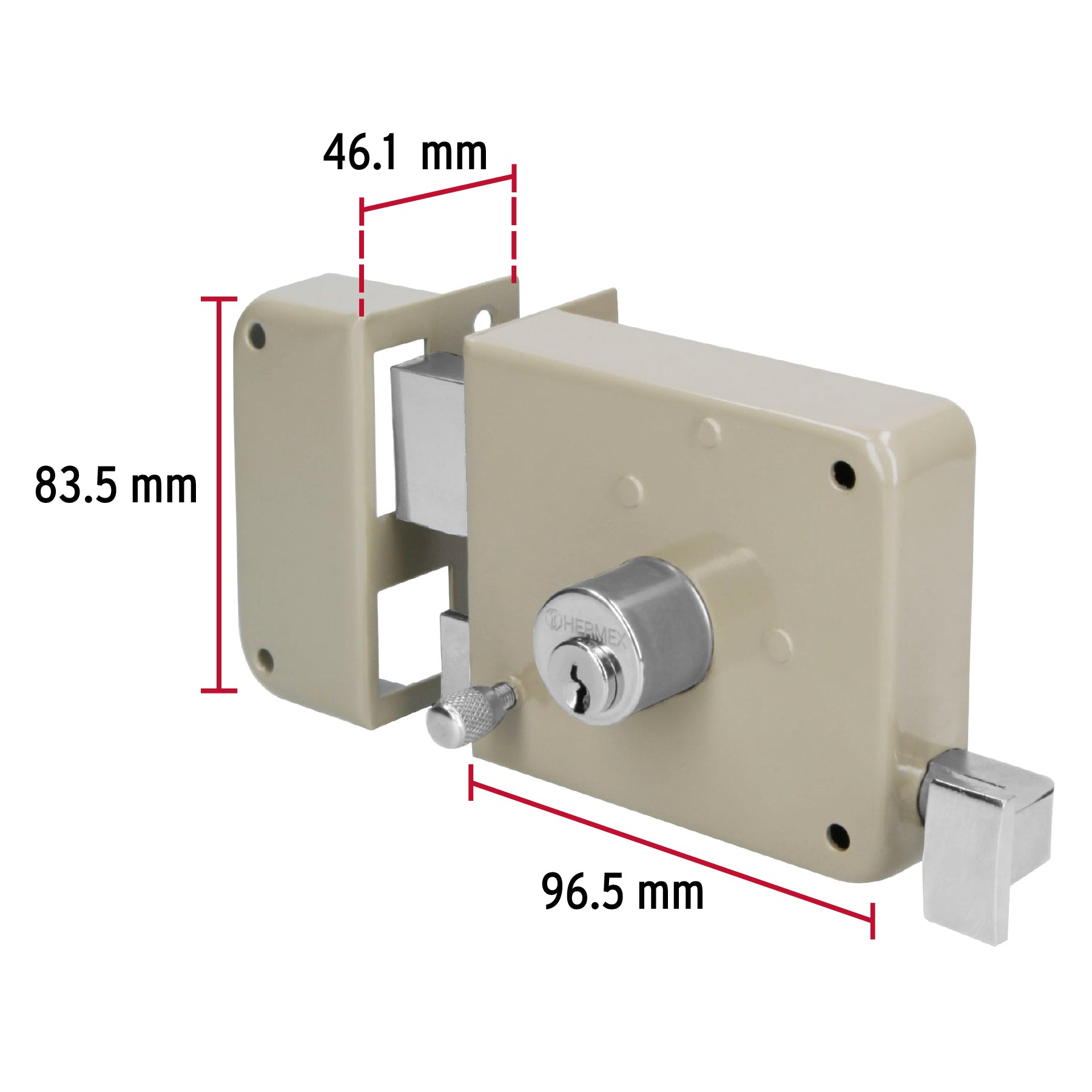 Cerradura sobreponer, instala-fácil, izquierda, Hermex Basic