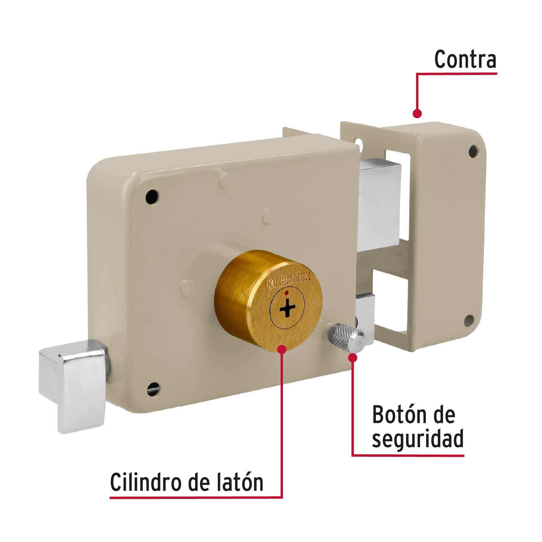 Cerradura de sobreponer, clásica, instala-fácil, tetra, der