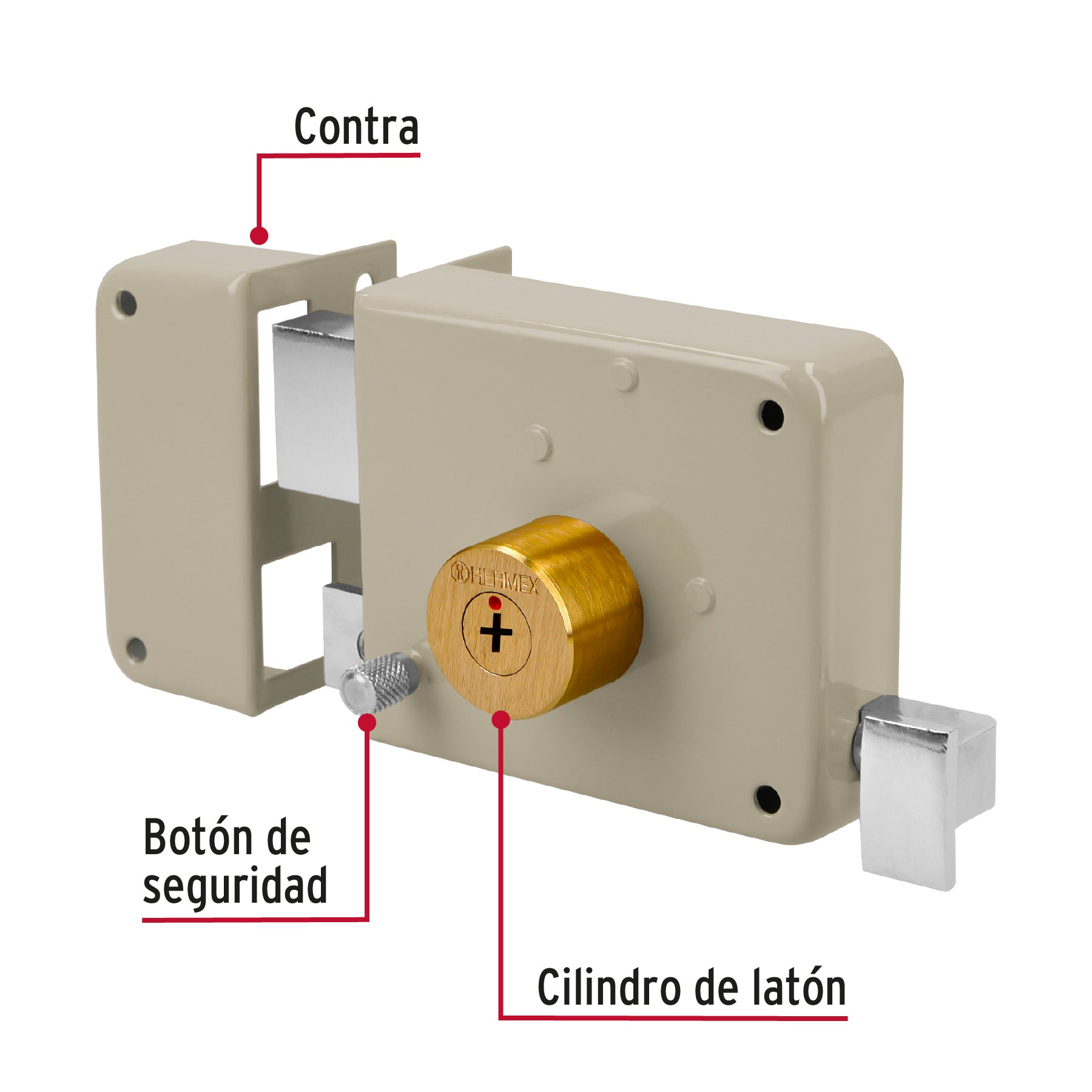 Cerradura de sobreponer, clásica, instala-fácil, tetra, izq