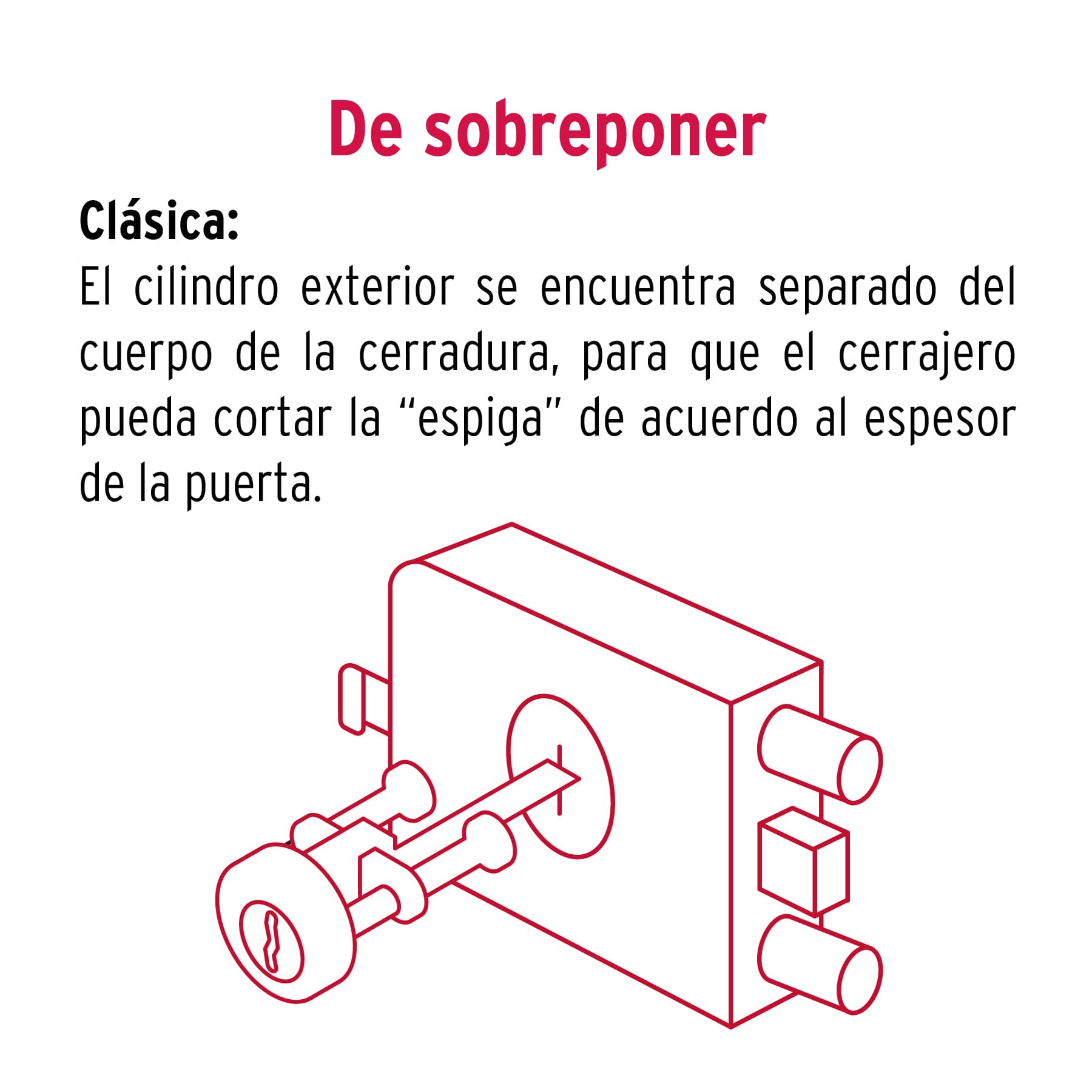 Cerradura de sobreponer, doble cerrojo, izquierda