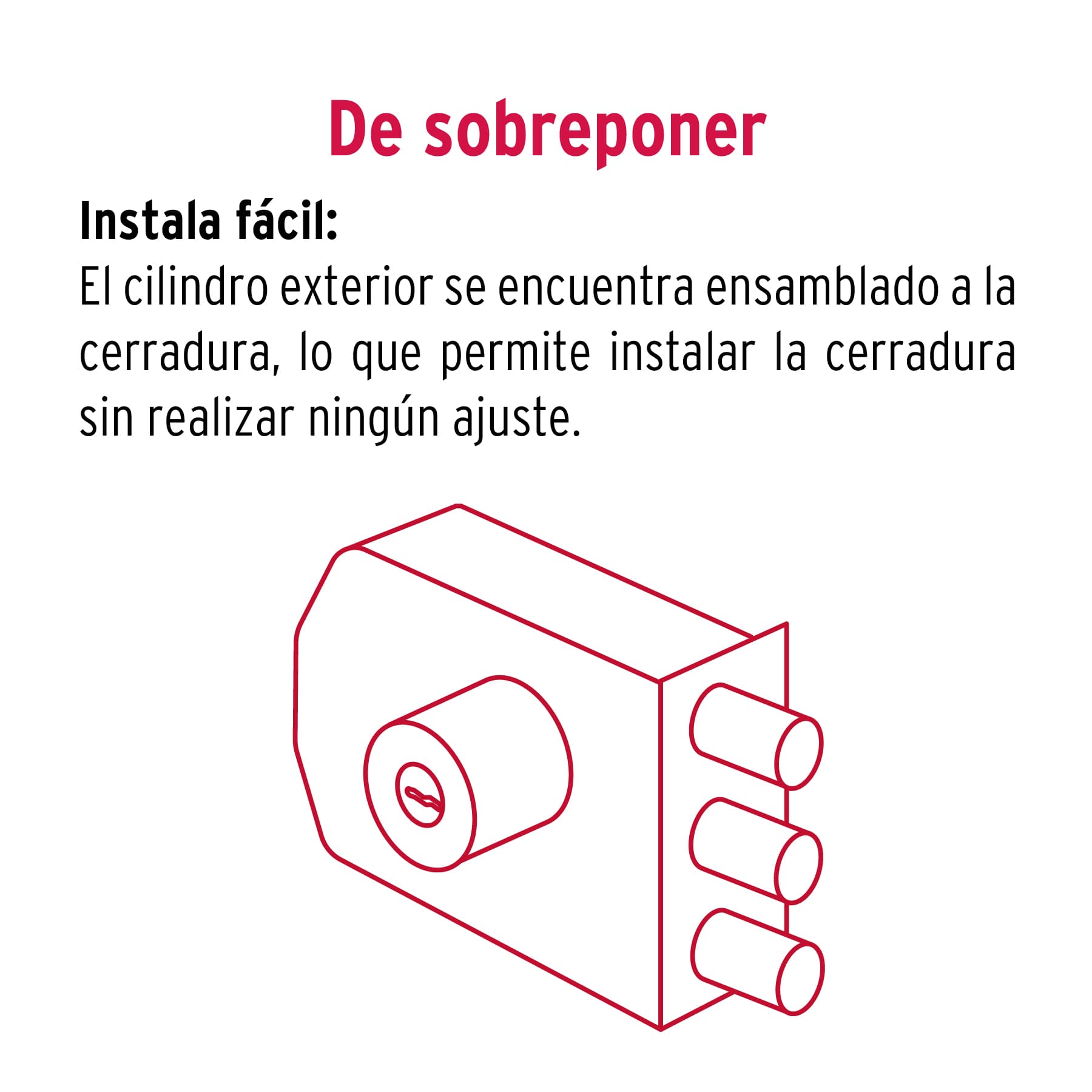 Cerradura de sobreponer, 3 barras