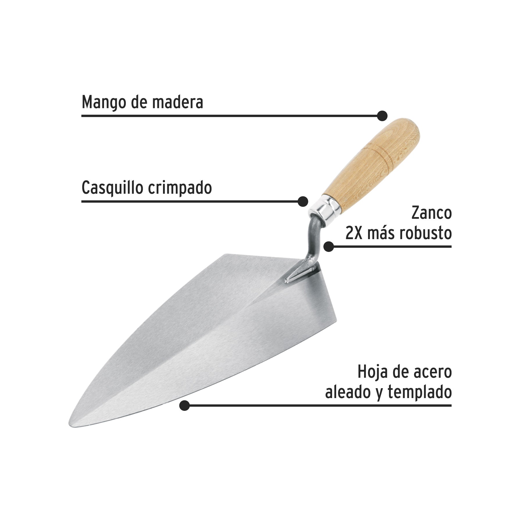 Cuchara para albañil, tipo filadelfia, 11" pretul
