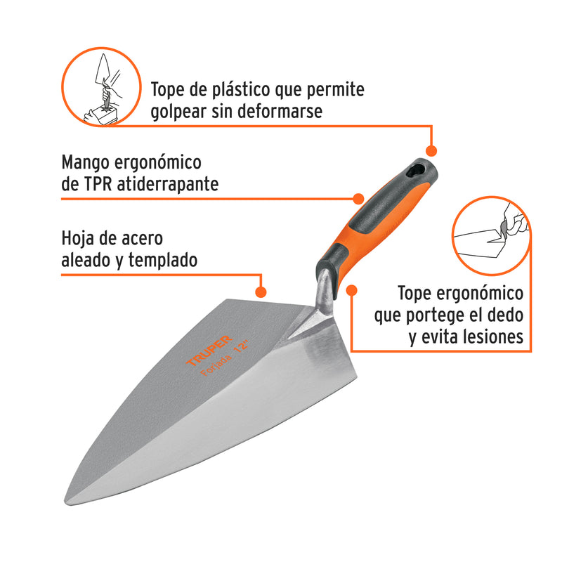 Cuchara p/ albañil 12' forjada tipo Filadelfia, Comfort Grip