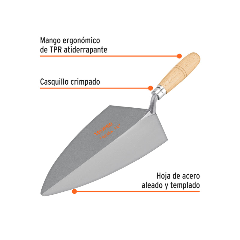 Cuchara para albañil, tipo Filadelfia 12', Truper
