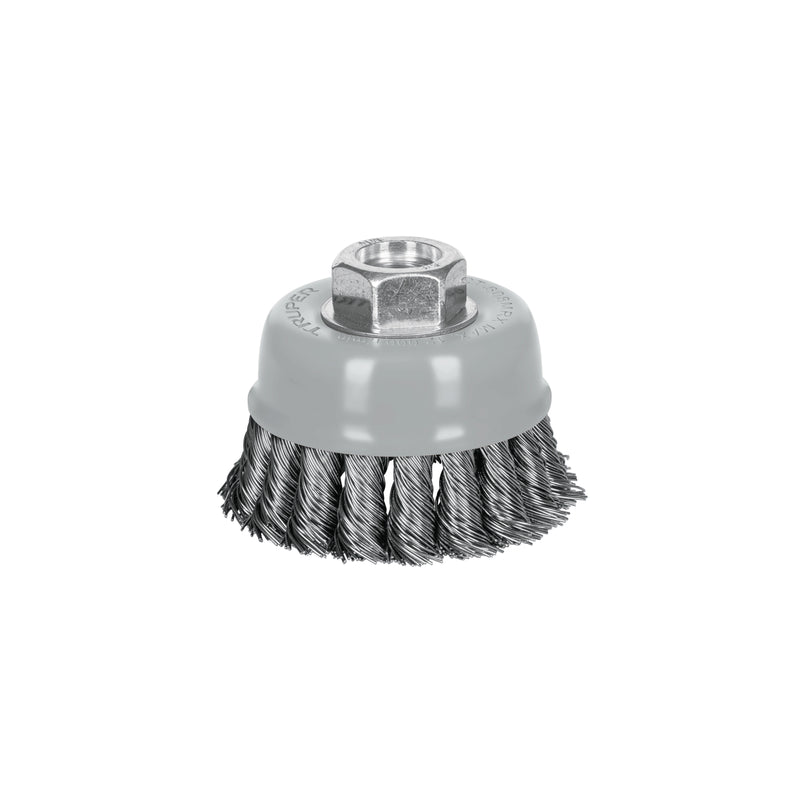 Carda de copa, alambre trenzado grueso, 3', Multi rosca