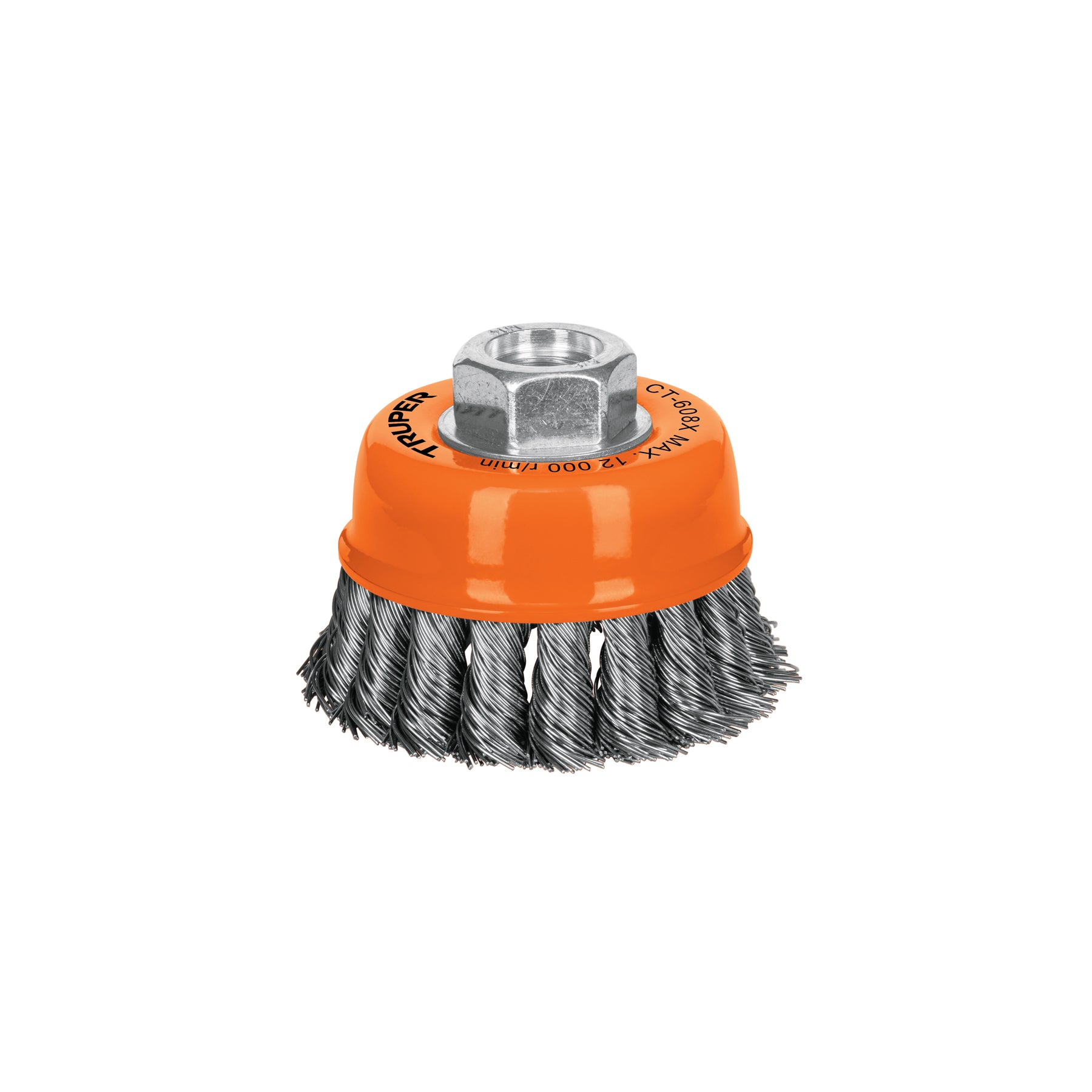 Carda copa, alambre trenzado grueso, 3x5/8", para esmeril