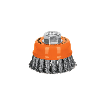 Carda copa, alambre trenzado grueso, 3x5/8", para esmeril