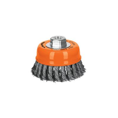 Carda de copa, alambre trenzado fino, 4" para esmeril