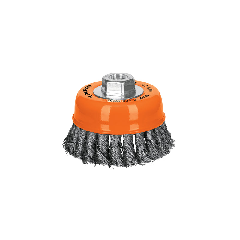 Carda de copa, alambre trenzado fino, 4" para esmeril