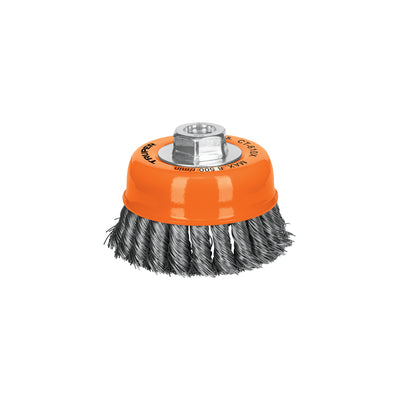 Carda copa, alambre trenzado grueso, 4x5/8", para esmeril
