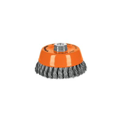 Carda de copa, alambre trenzado fino, 5" para esmeril
