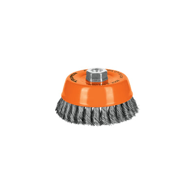 Carda de copa, alambre trenzado grueso, 5" para esmeril
