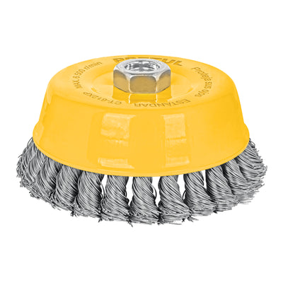 Carda copa 5' alambre trenzado grueso, eje 5/8'-11, Pretul