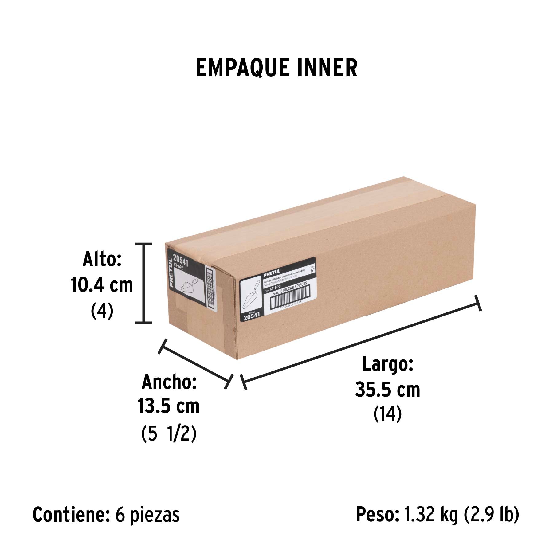 Cuchara para albañil, 6", Pretul, tipo centroamericana