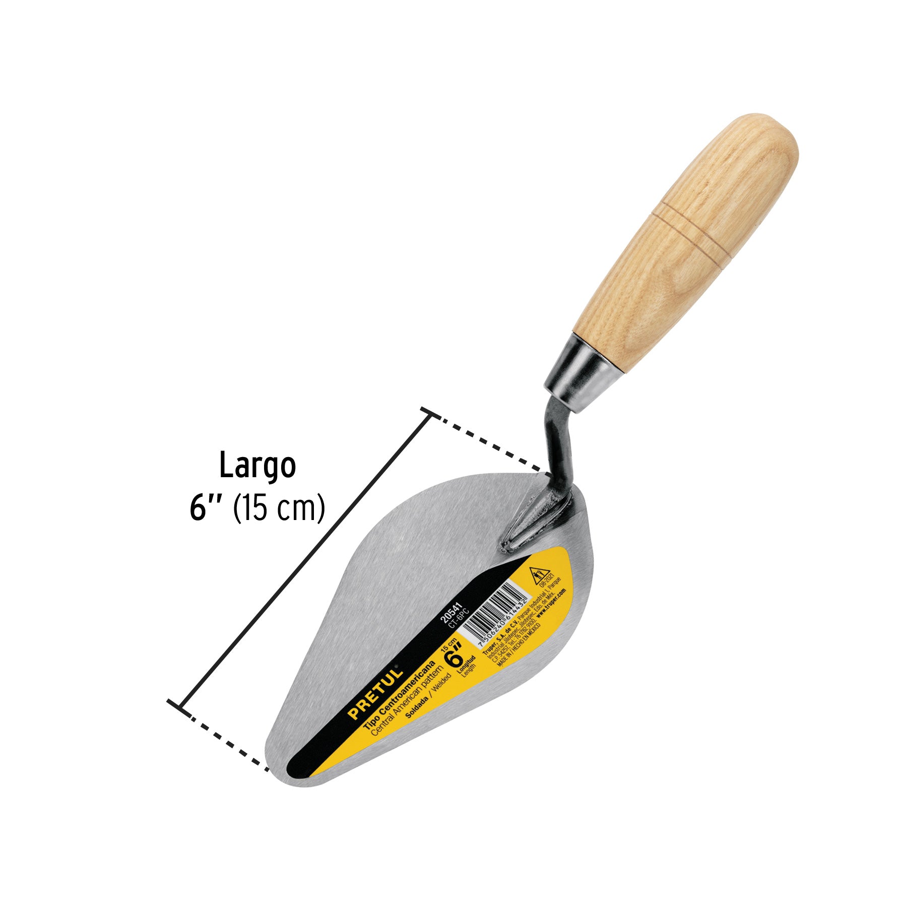 Cuchara para albañil, 6", Pretul, tipo centroamericana