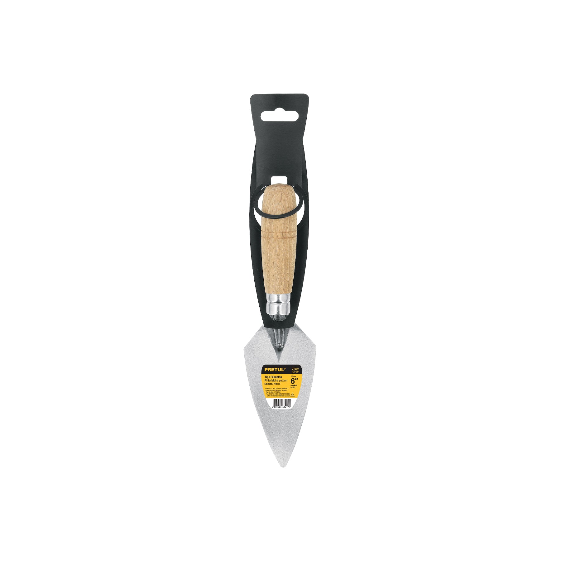 Cuchara para albañil, tipo filadelfia, 6" pretul