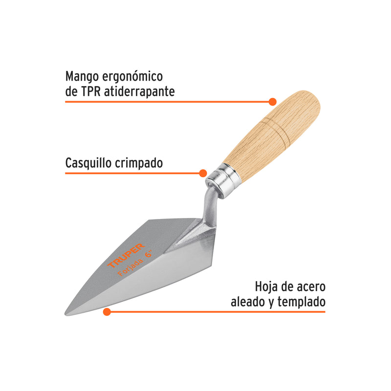 Cuchara para albañil, tipo filadelfia, 6"