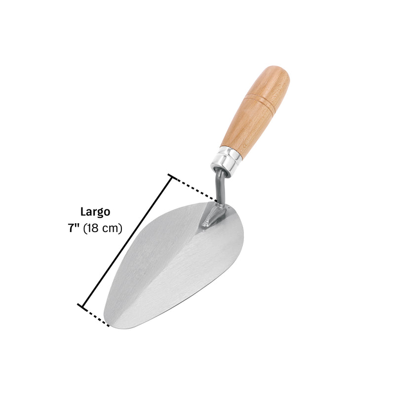Cuchara para albañil, 7", tipo mérida, pretul
