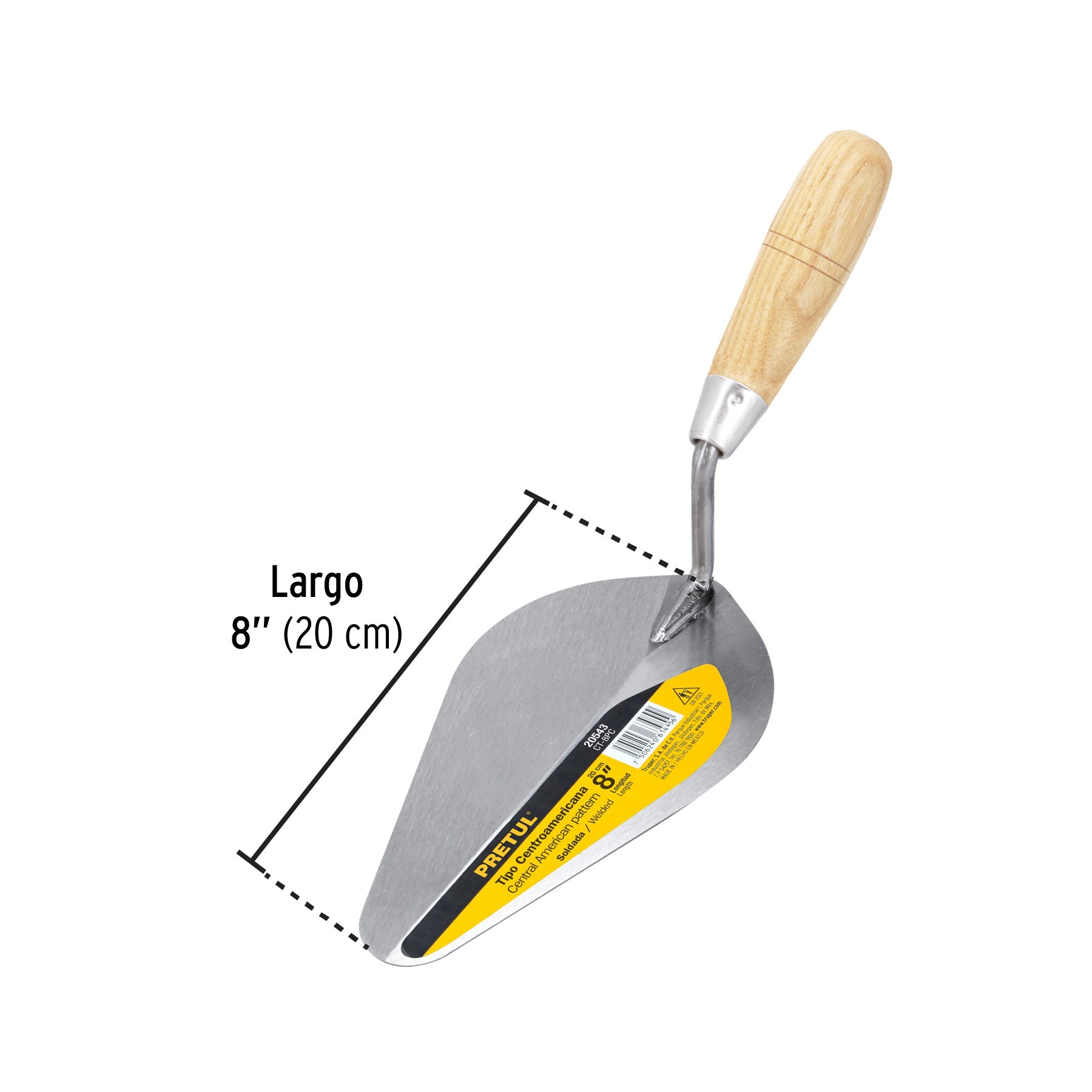 Cuchara para albañil, 8", Pretul, tipo centroamericana