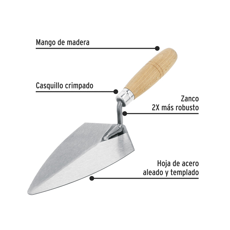 Cuchara para albañil, tipo filadelfia, 8" pretul