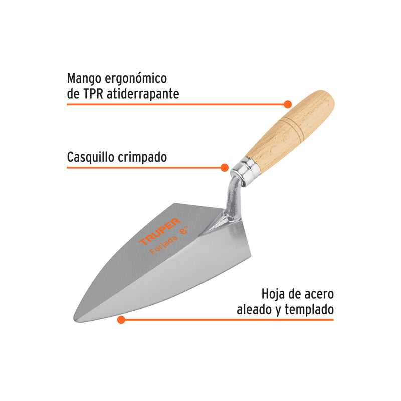 Cuchara para albañil 8' forjada tipo Filadelfia, TRUPER