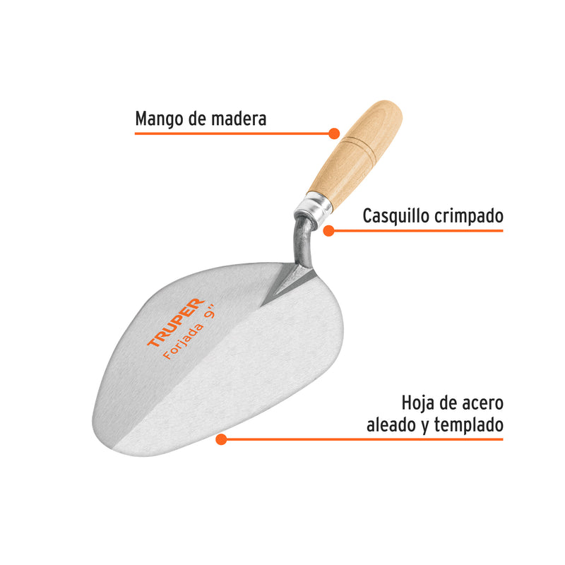 Cuchara para albañil, 9", tipo guadalajara