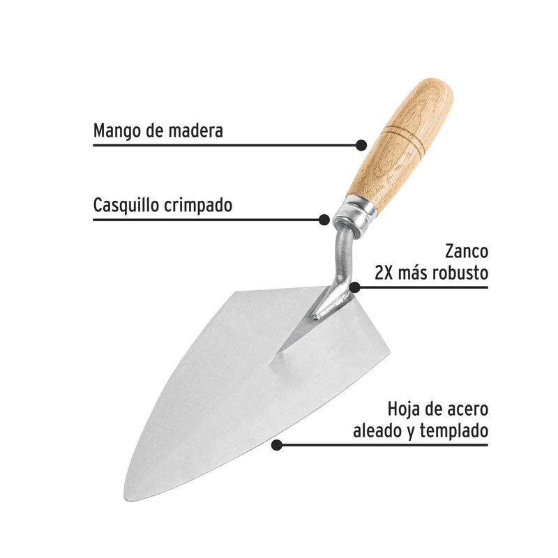 Cuchara para albañil, tipo filadelfia, 9" pretul
