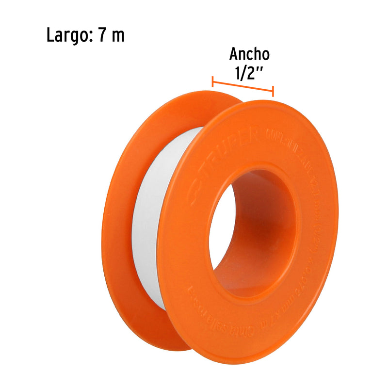 Cinta sella roscas, uso general, 7 m, 1/2"