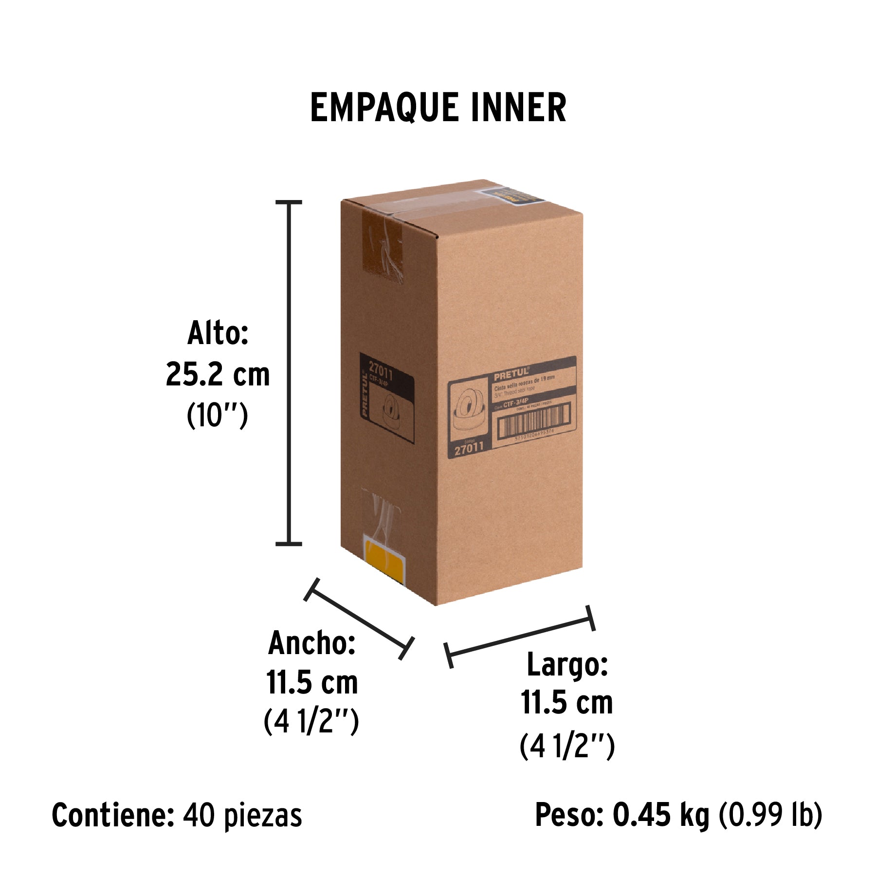 Cinta sella roscas, uso general, 7 m, 3/4", Pretul