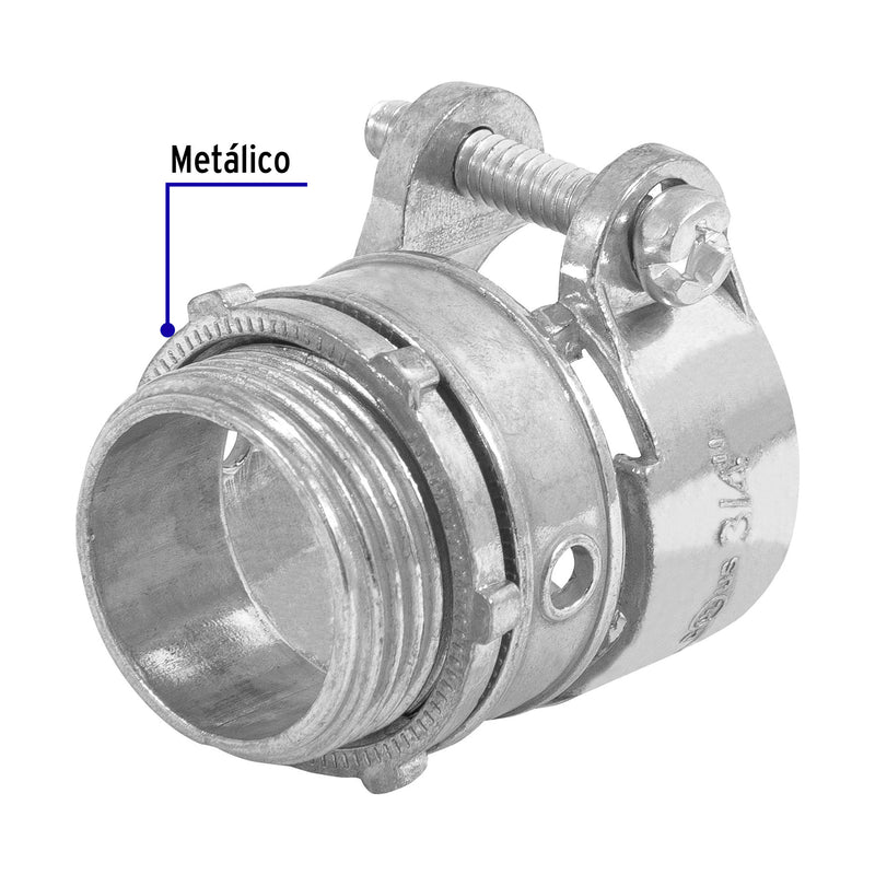 Conector tubo flexible 3/4" recto, Volteck
