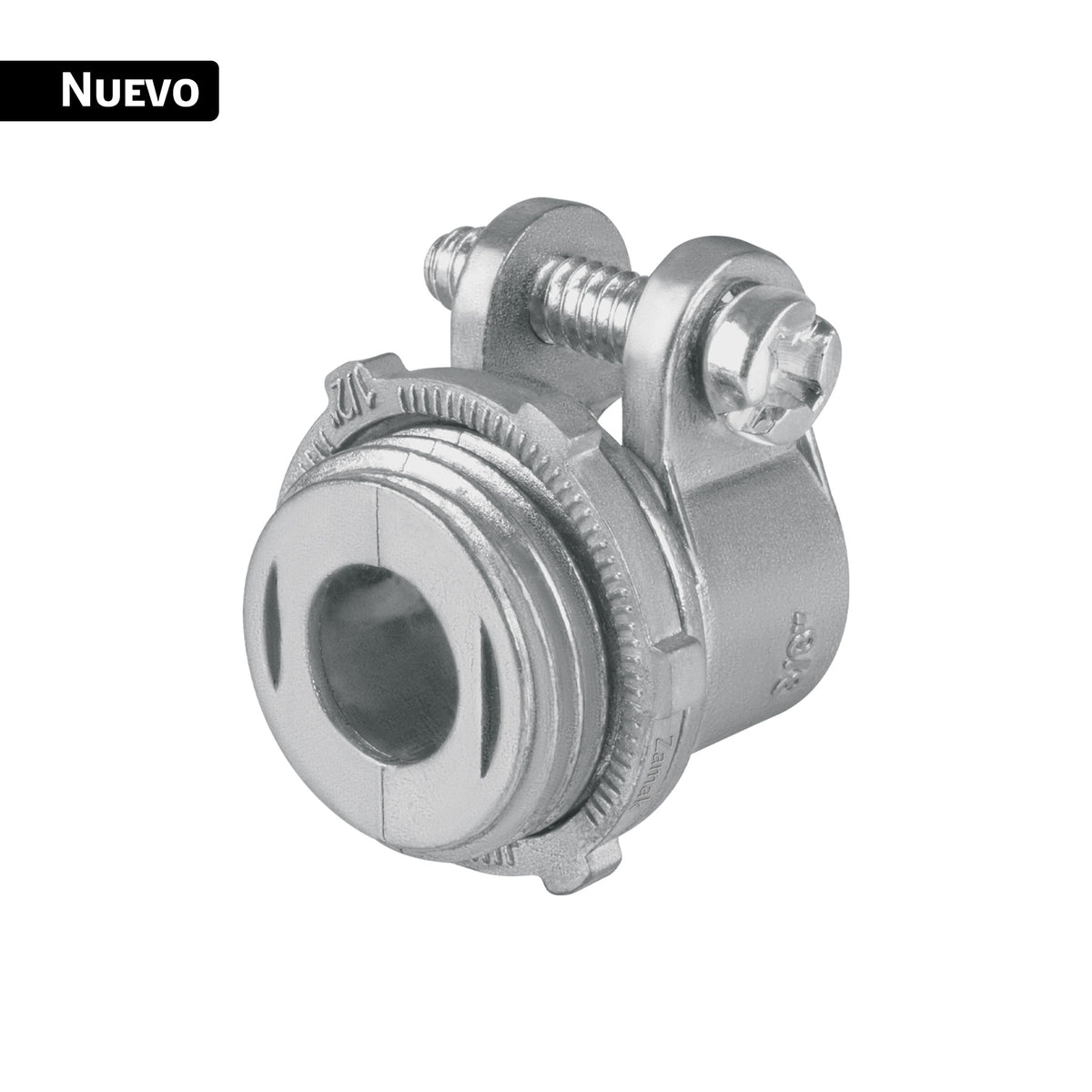 Conector recto 3/8' para tubo flexible metálico, VOLTECK