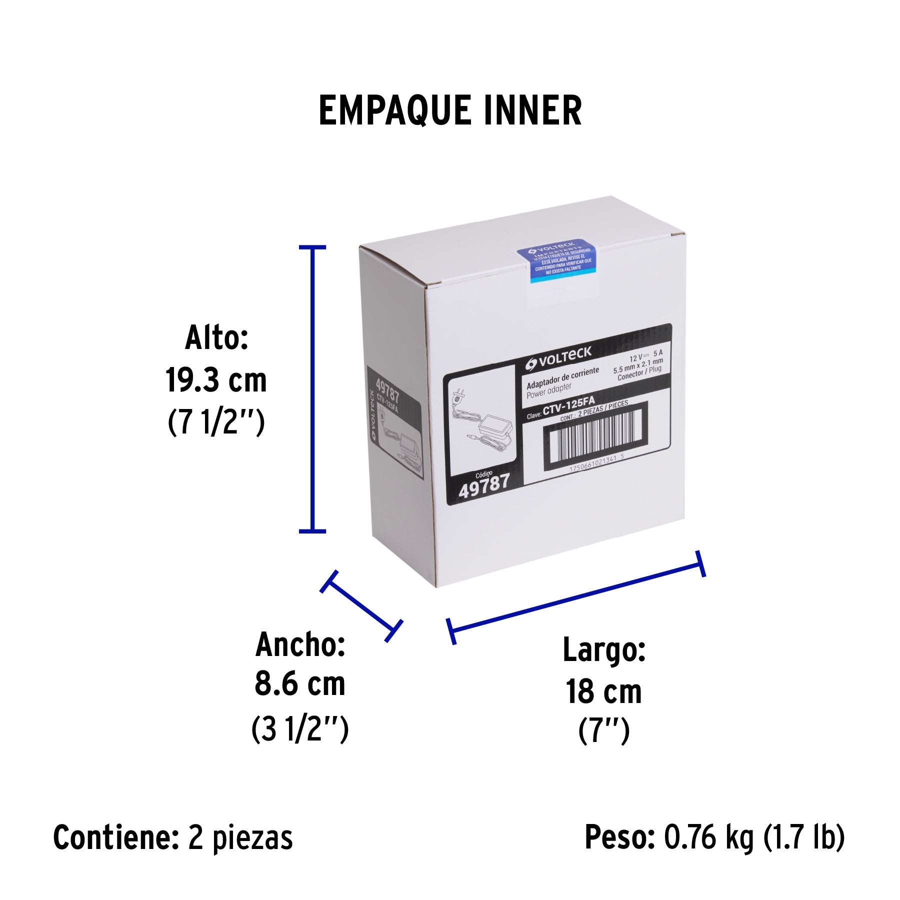 Fuente de Alimentación 12V 5A para CCTV, Volteck
