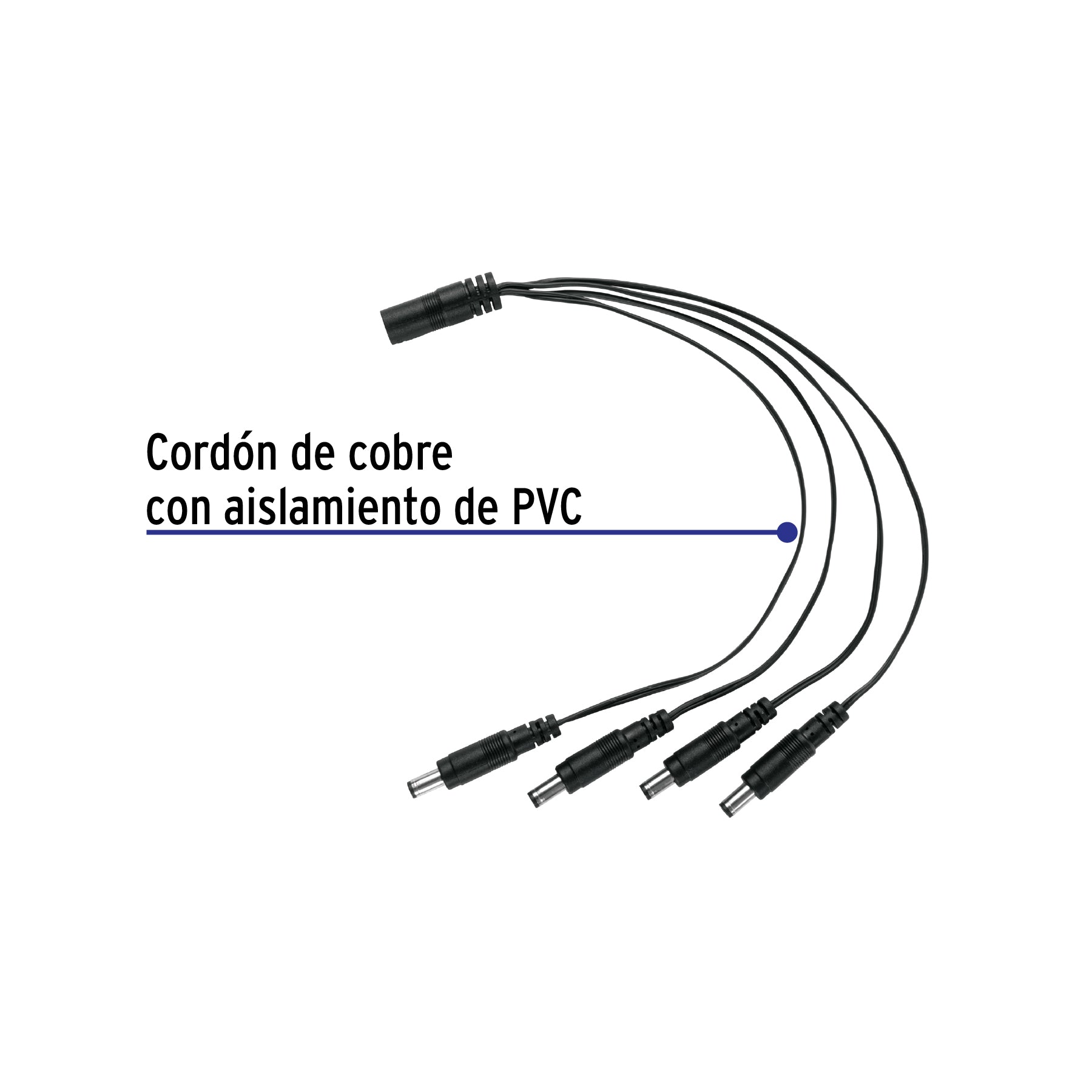 Cable Divisor de Energía tipo Pulpo 1 a 4 para CCTV, Volteck