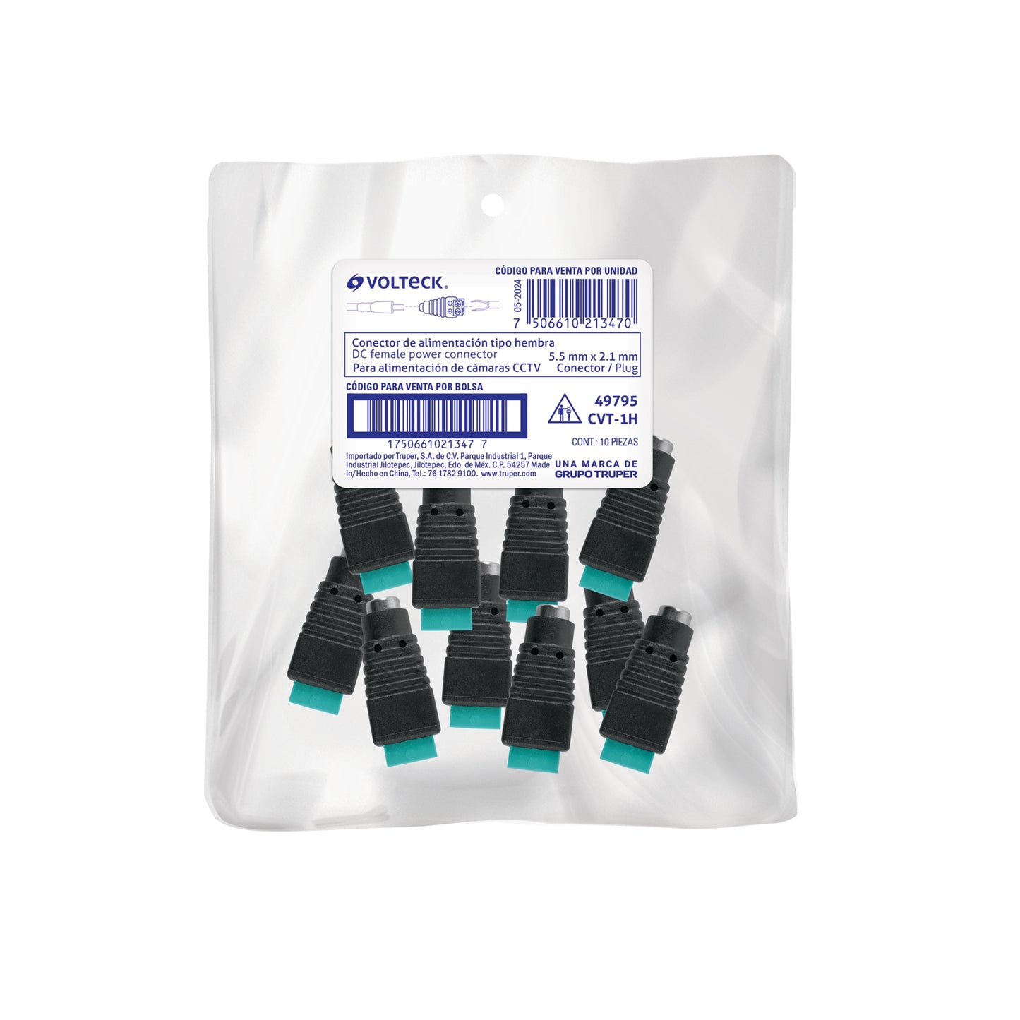 Conector de energía para CCTV tipo hembra, Volteck