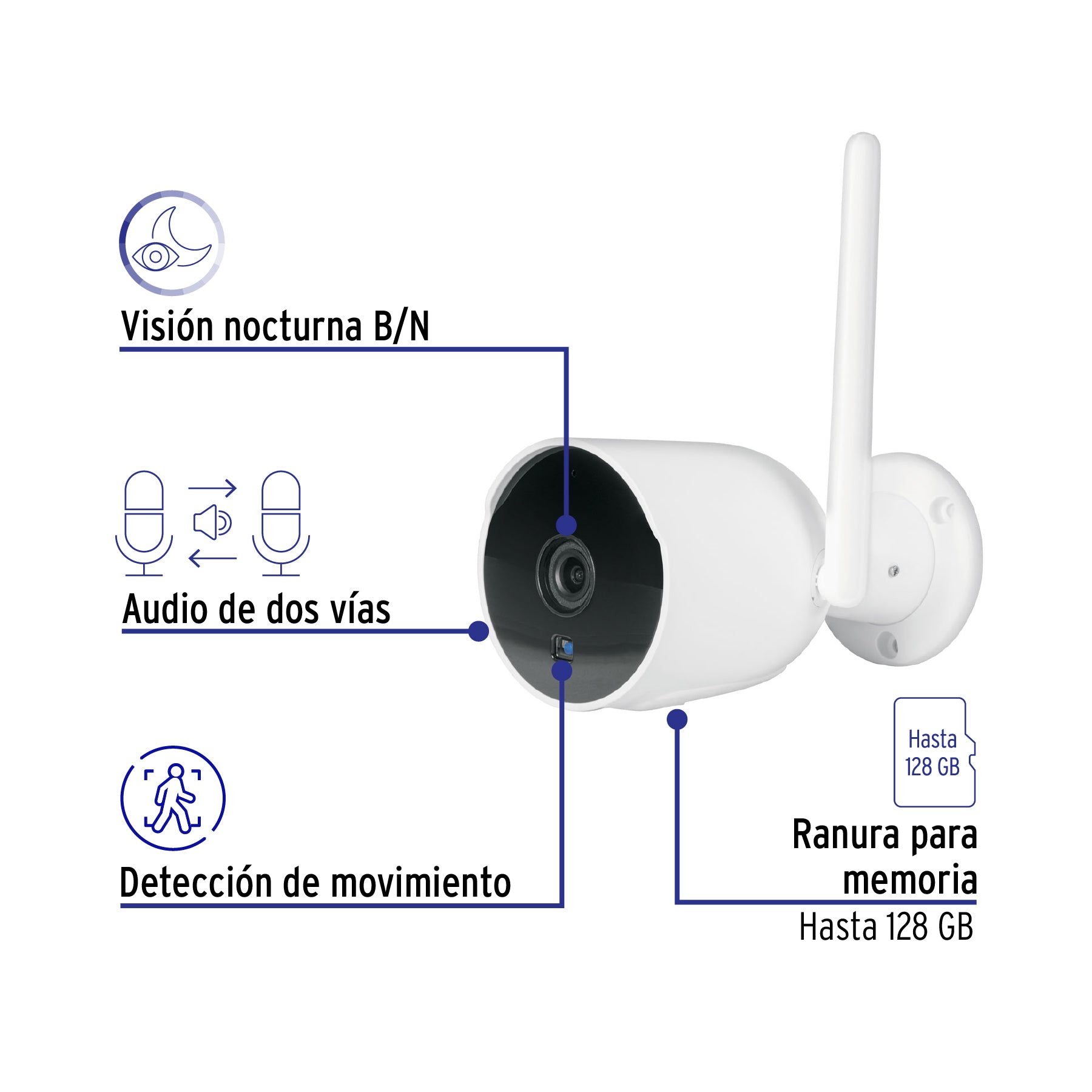 Cámara WiFi Tipo Bala 2MP, Volteck